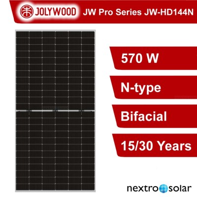 Jolywood 570W JW-HD144N N-type Bifacial Double Glass
