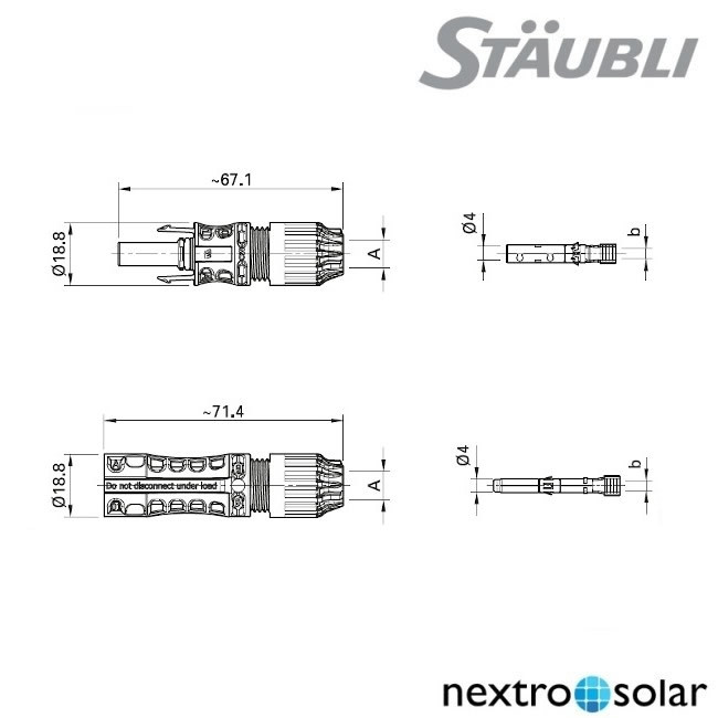 Stäubli MC4 Evo2 Stecker + Buchse Set - Photovoltaik Nextro Solar